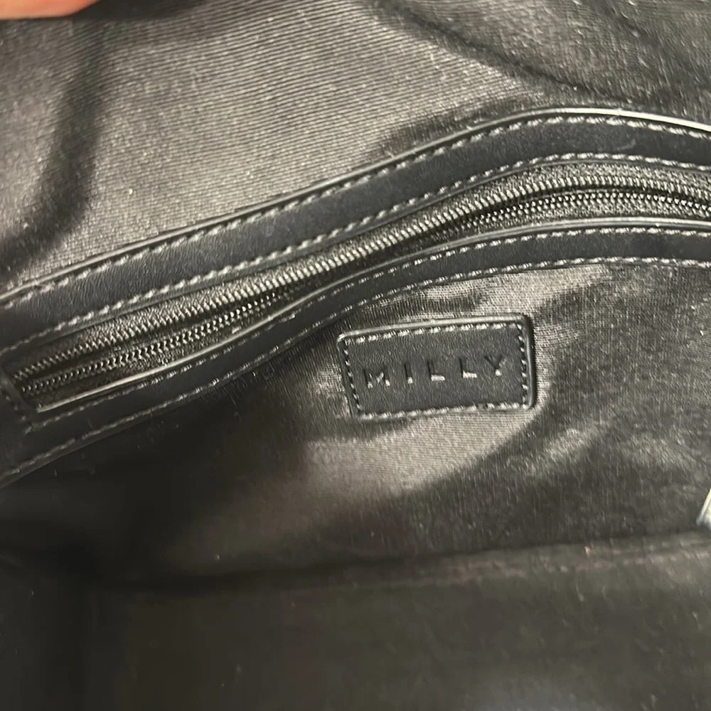 Milly Top Handle Patent Leather Ombré Gray Teal Black Purse w/crossbody strap